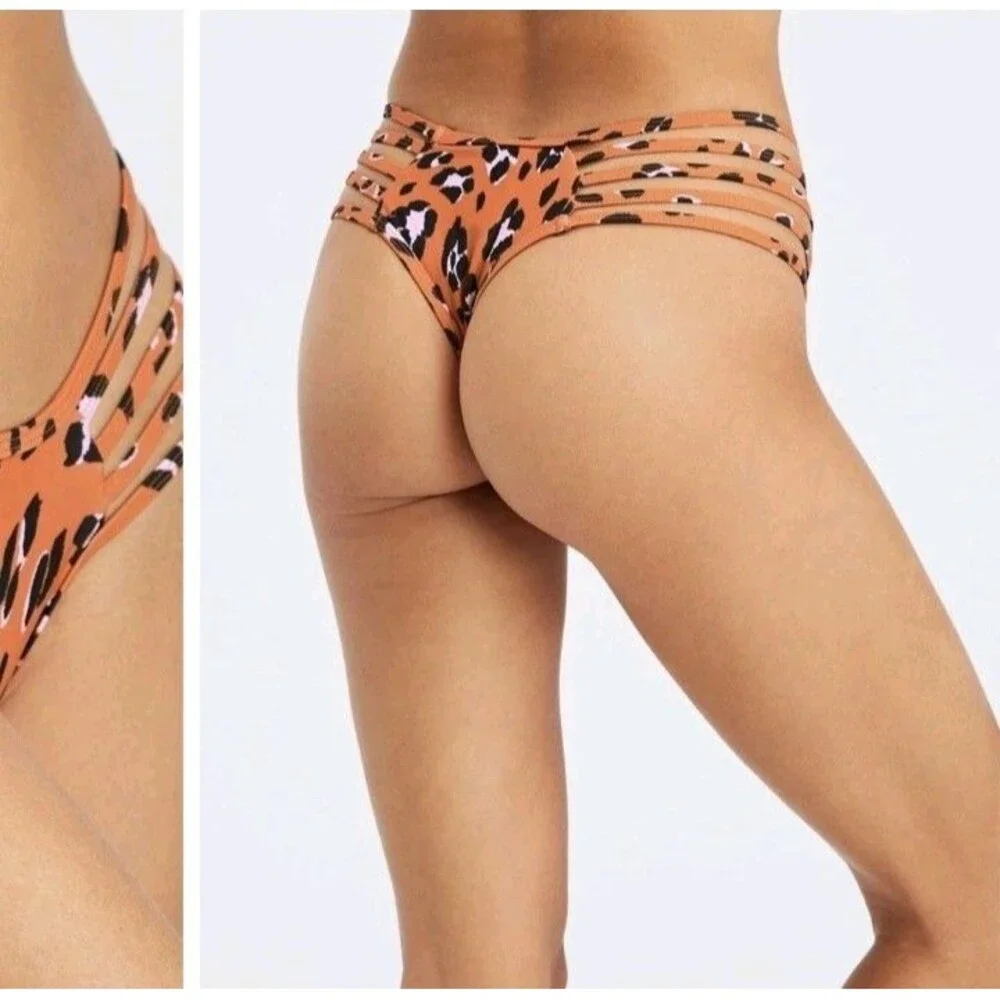 New Medium Fabletics NOA Strappy Bikini High Waist Bottoms Swimsuit Bathing Suit